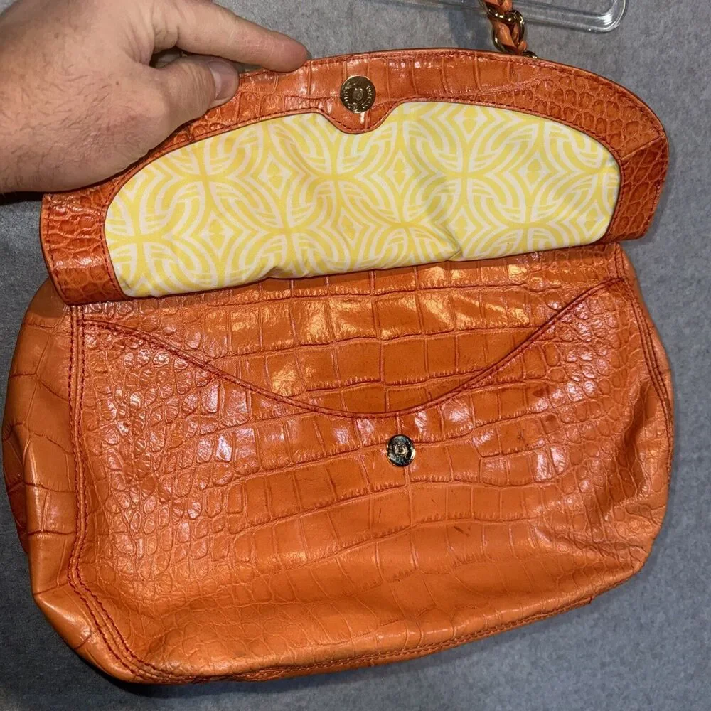 Antonio Melani Crocodile Embossed Leather‎ Shoulder Bag Vintage